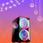 Zebronics Zeb-Conquer Black ATX Mid tower Tempered Glass Side Panel Gaming Cabinet With ARGB Fans